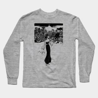 Indonesian Dancer, with volcano Long Sleeve T-Shirt